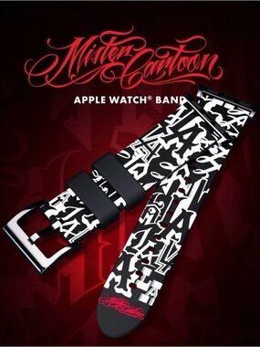 Mister Cartoon Black & White Graphic Apple Watch Band NWT